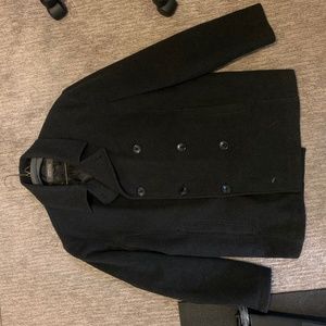 Kenneth Cole Reaction Wool Pea Coat Charcoal - Men's L